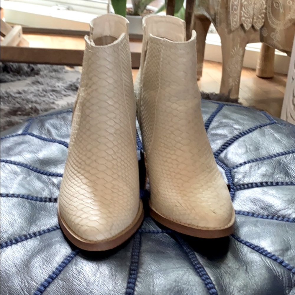 White snake skin booties